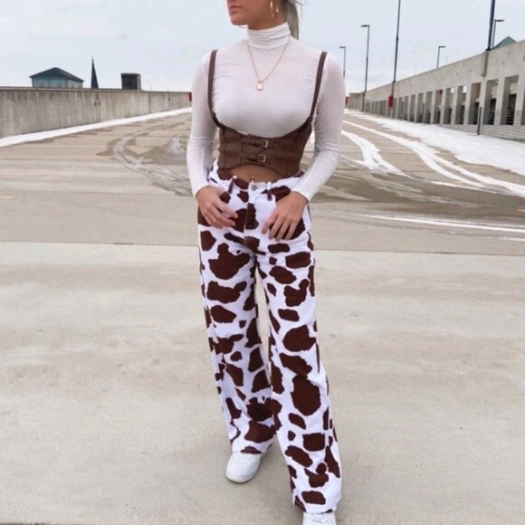 Brown wide waist belt faux leather corset harness buckle suspenders steampunk - Picture 12 of 16